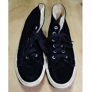 Superga Black Velvet High-Top Sneakers Women’s 7.5 Lace-Up Casual Shoes